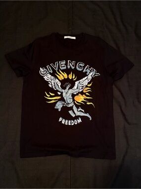 Givenchy Black Graphic 'Freedom' Winged Figure Tee